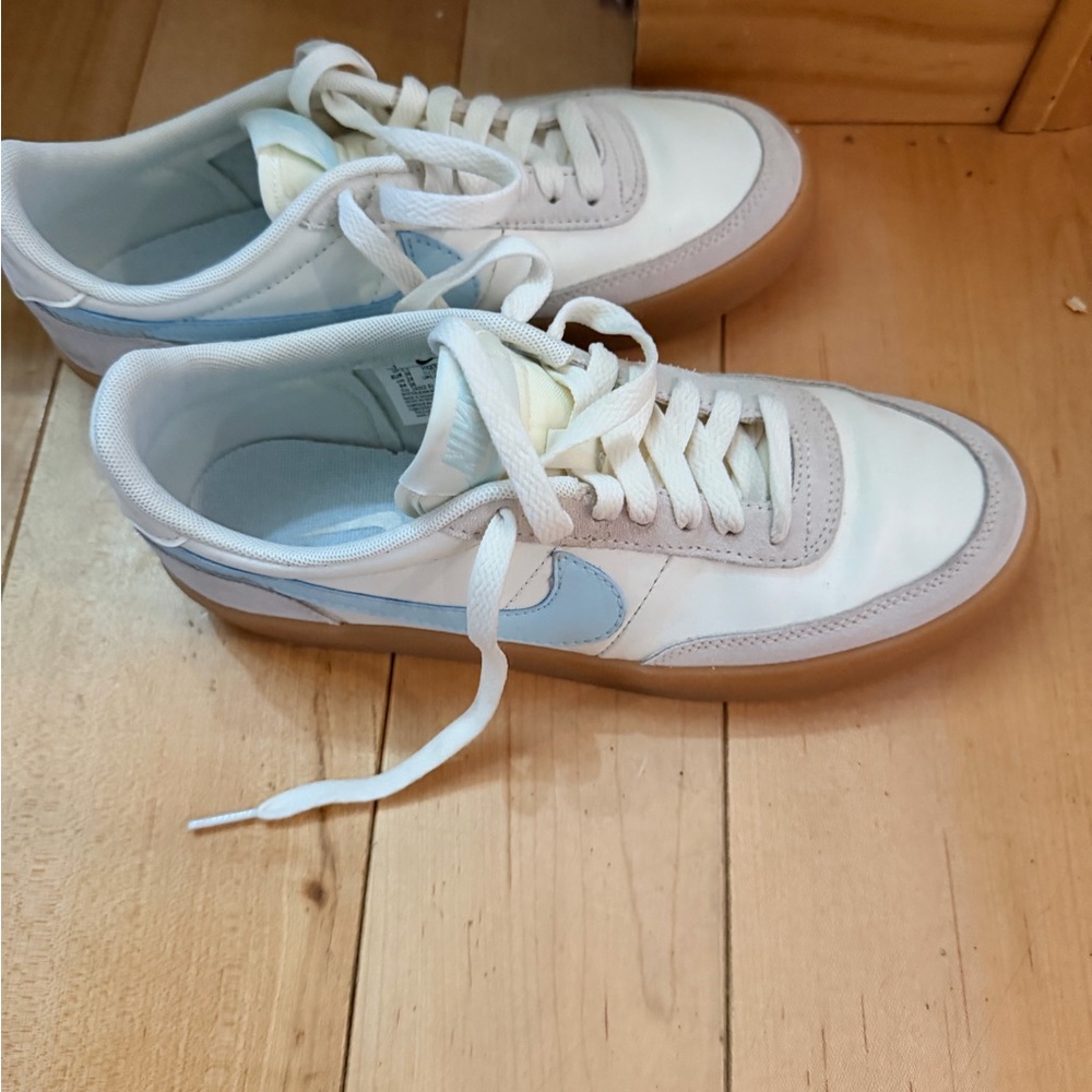 White and Blue Nike Sneakers